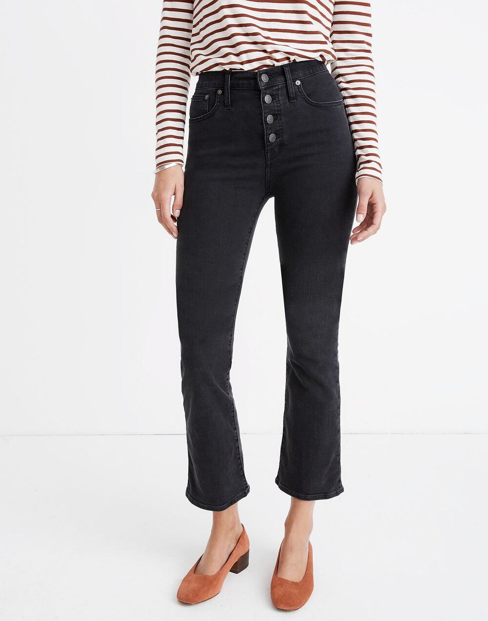 Madewell Cali Demi Boot Jeans in Bellspring Wash Button Front Edition